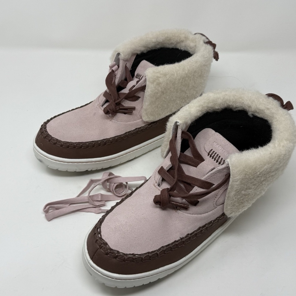 Manitobah MUK LUKS Suede Ankle Boots Skoden Brown/Pink Women's Sz 8